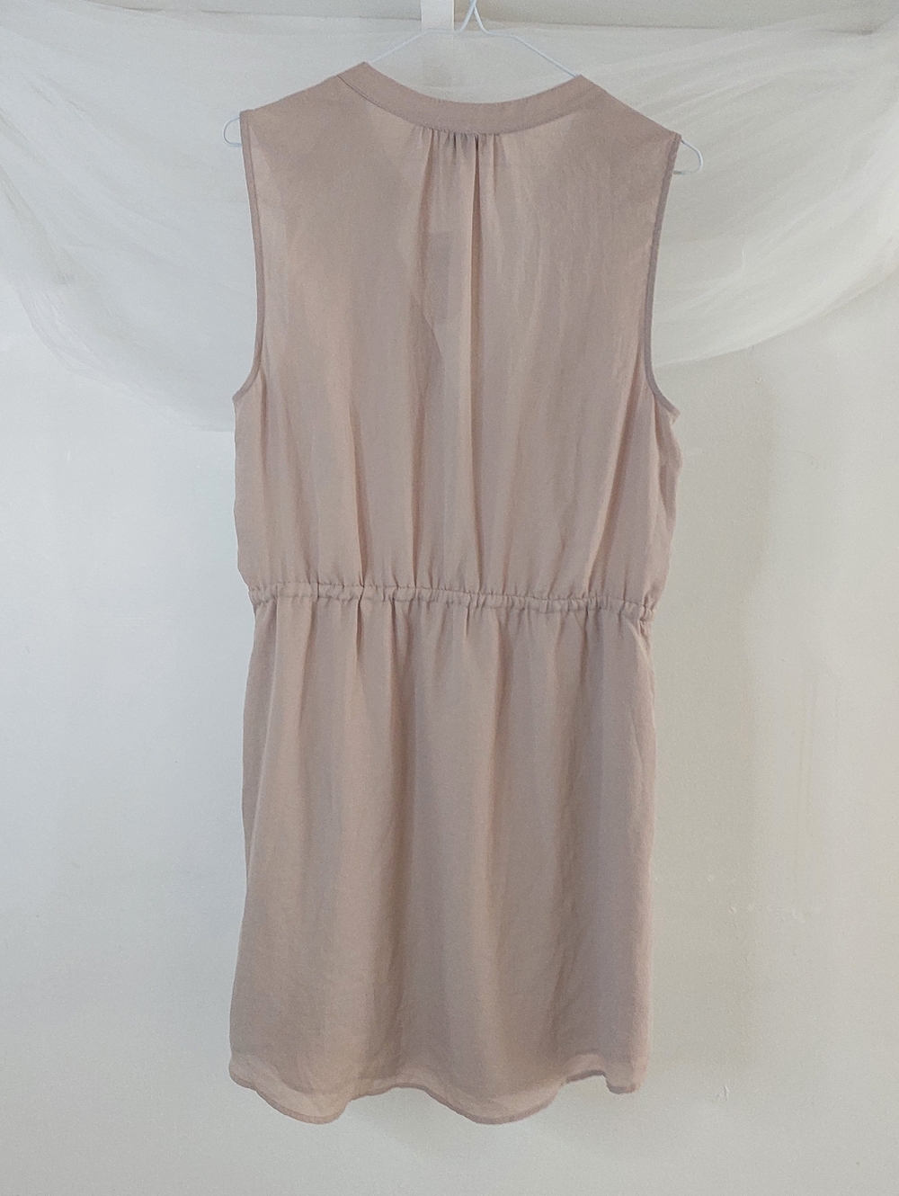 KISMET Tan Sleeveless V-Neck Drawstring Waist Tank Mini Dress, Size Large - Picture 2 of 7